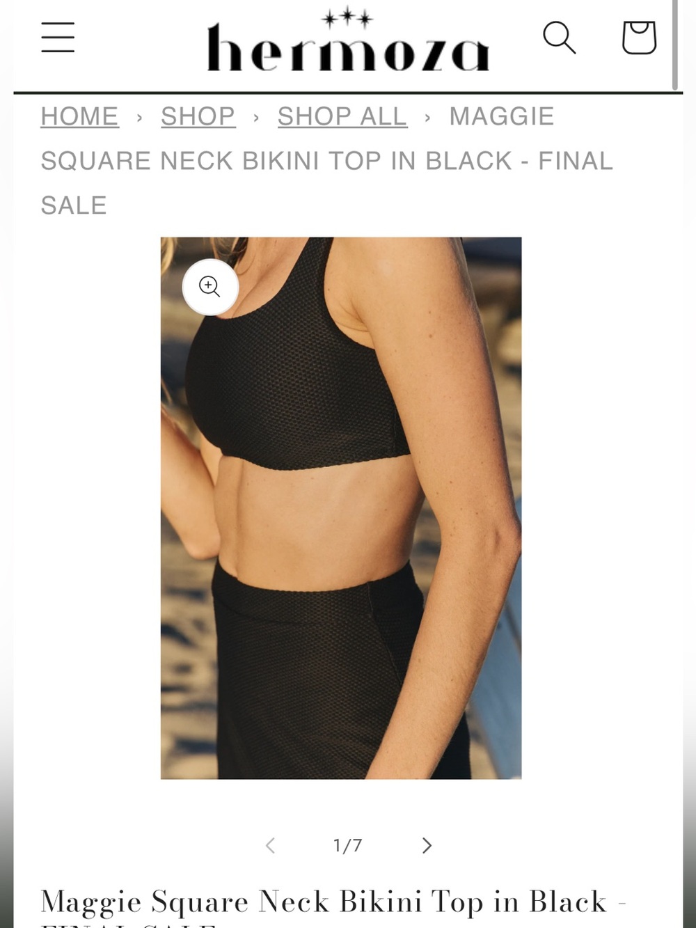 Hermoza Maggie Square Neck Black Bikini Top 8